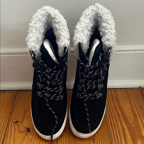 Madden Girl Black and Cream Winter Boots - Picture 2 of 7